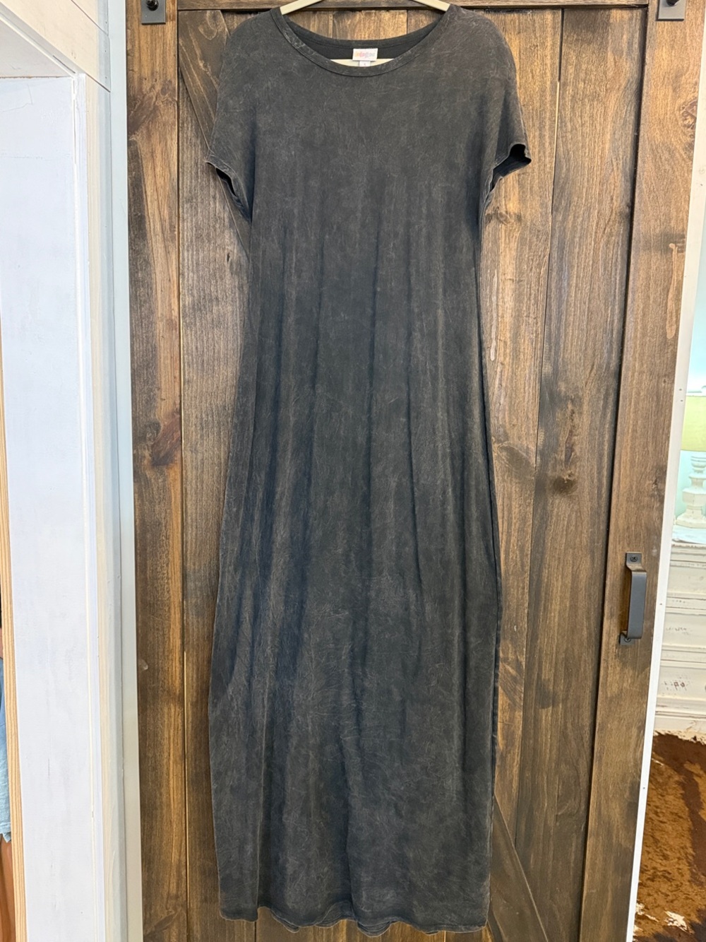 LuLaRoe Washed Black Washed  Short Cap Sleeve Maxi Dress